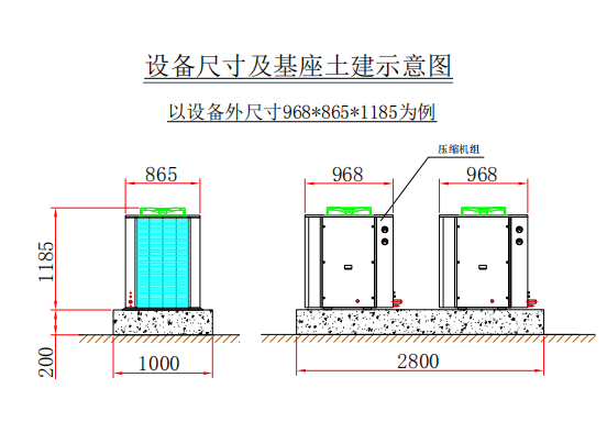 冷库设备基座土建示意图